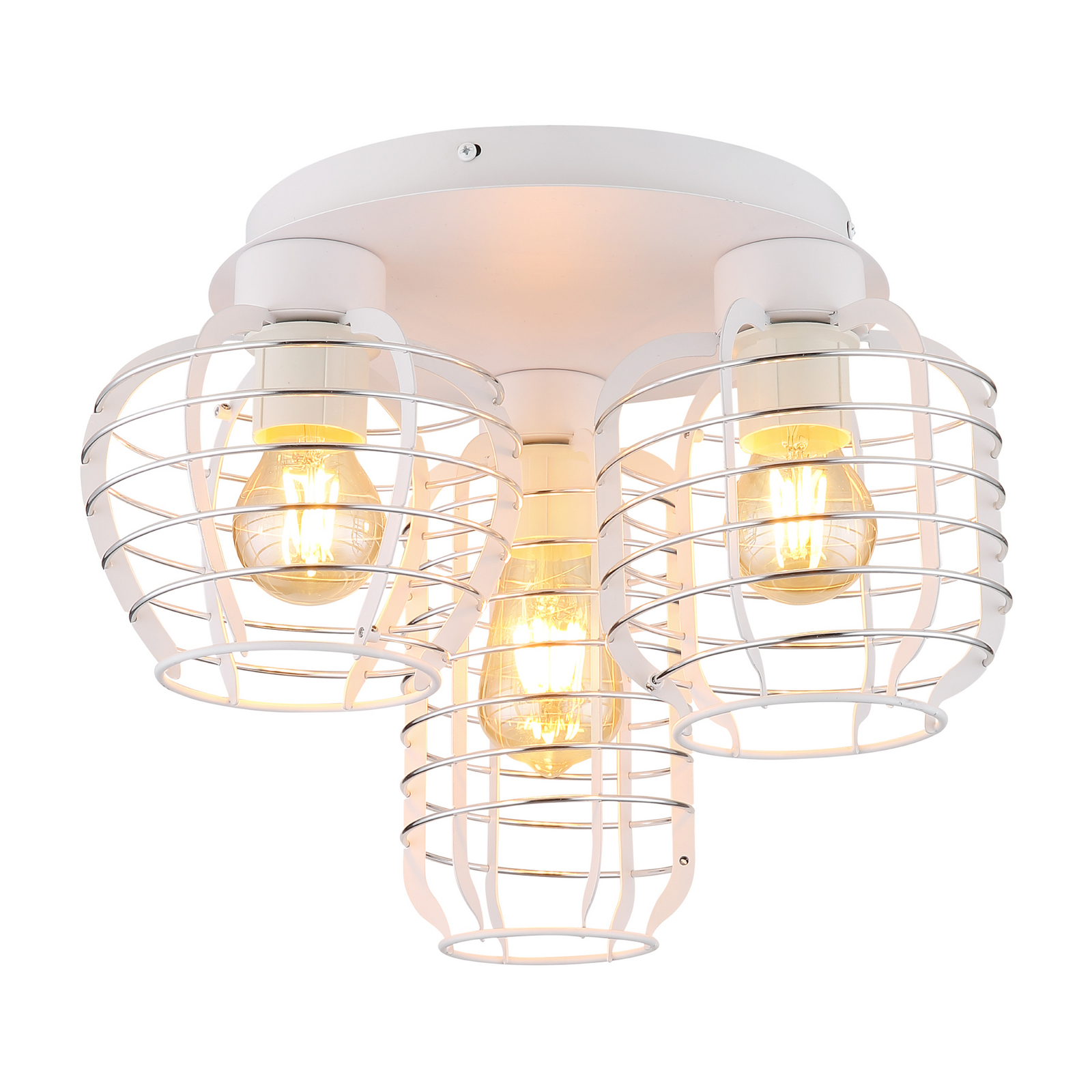 Lampa sufitowa Nesa, Ø 37 cm, biała/chromowana, metalowa, 3-punktowa Lampa sufitowa Nesa, Ø 37 cm, biała/chromowana, metalowa, 3-punktowa