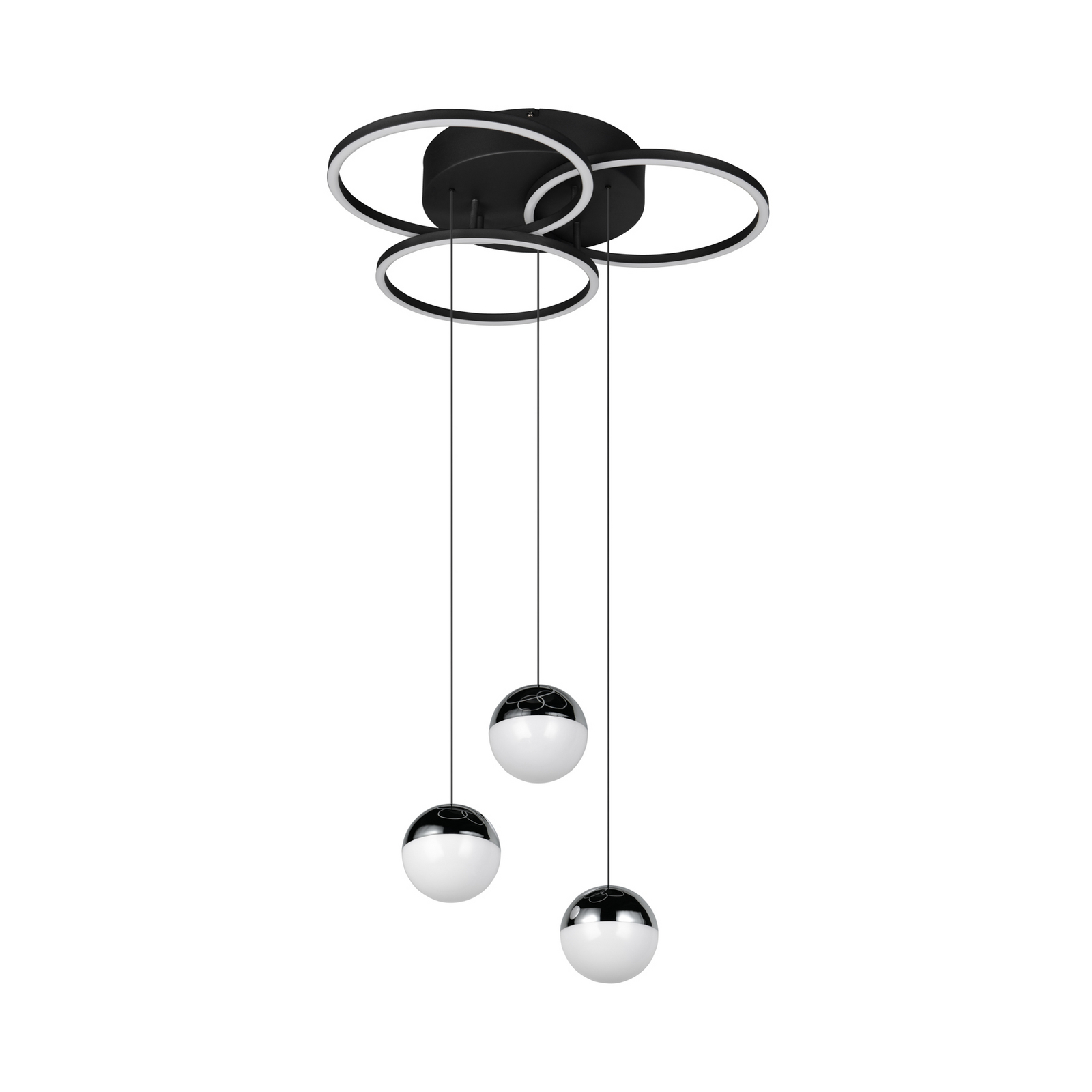 LED-Pendel Larino rund, schwarz, Metall, CCT, Fernbedienung