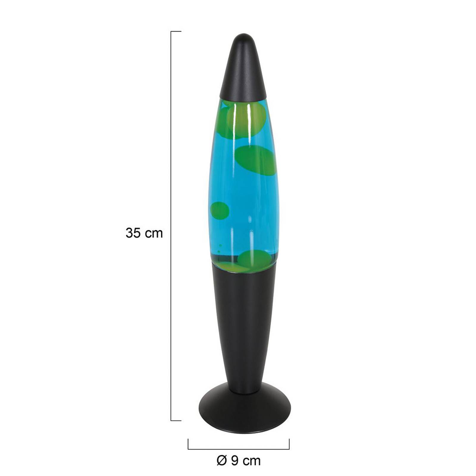 Lávová lampa Volcan 3116, čierna, zeleno-modrá tekutina, E14