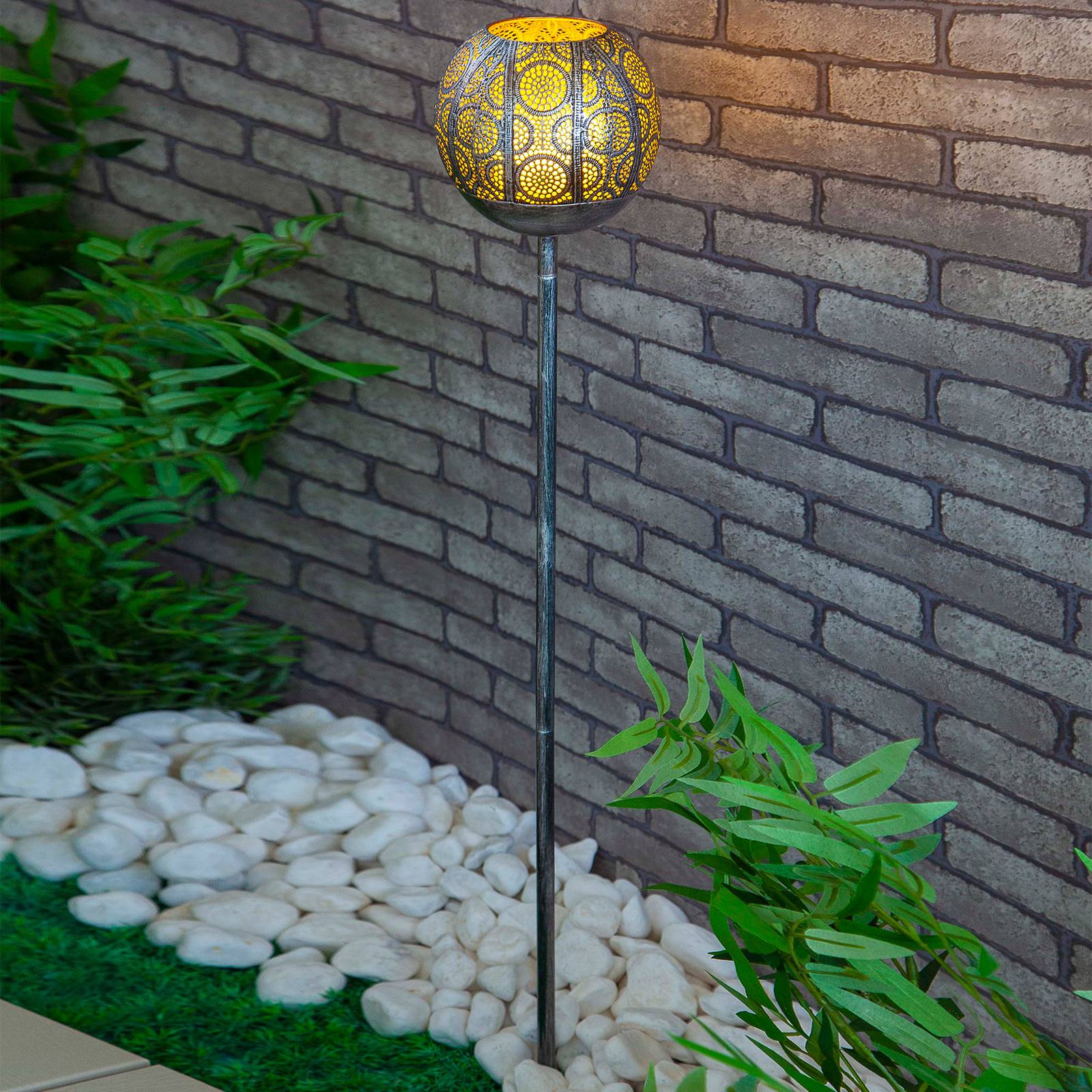 Photos - Chandelier / Lamp Lindby Miliana LED solar ground spike lamp, silver 