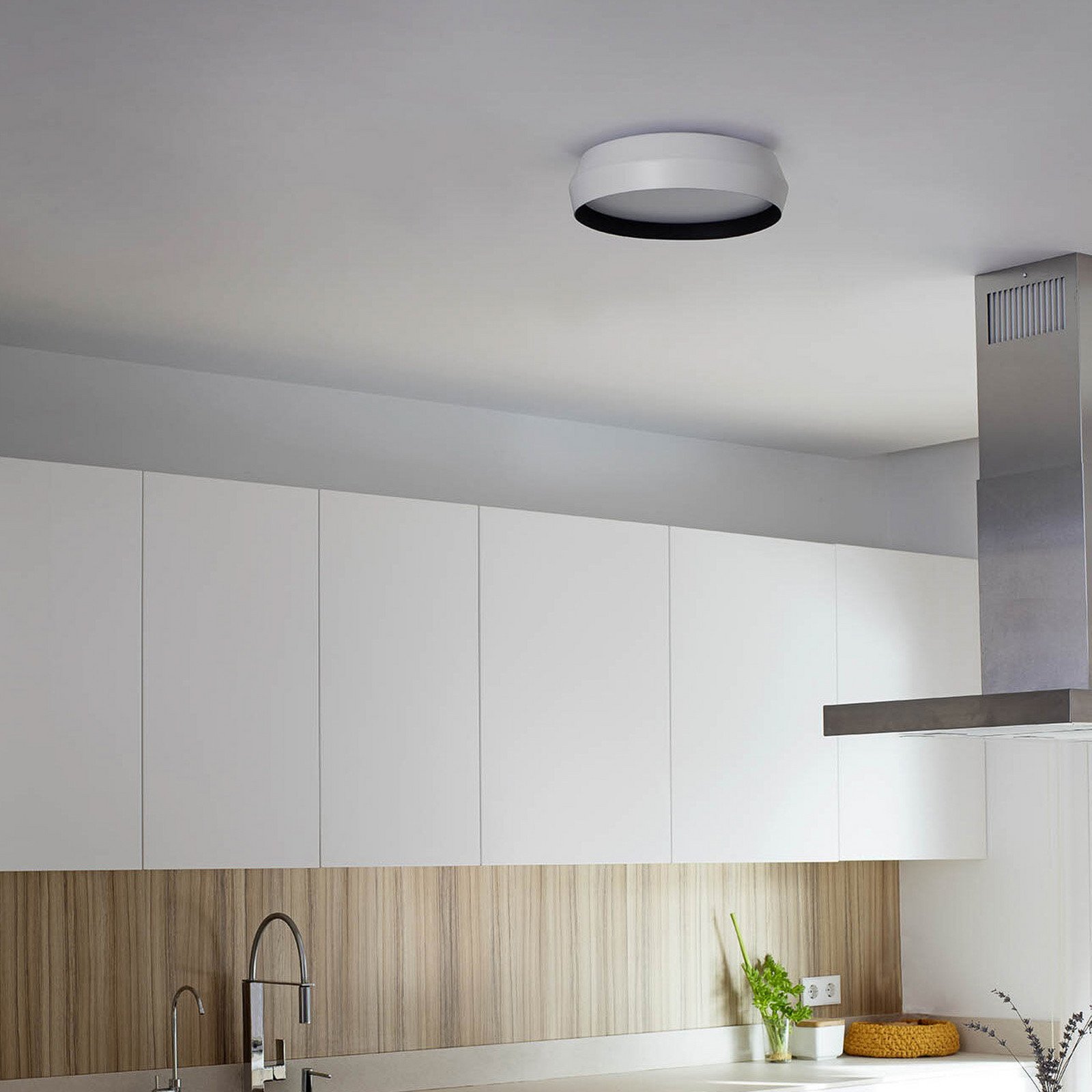 FARO BARCELONA Plafonieră LED Shoku alb/negru aluminiu/PMMA Ø 35 cm - Camera de zi / sufragerie - modern