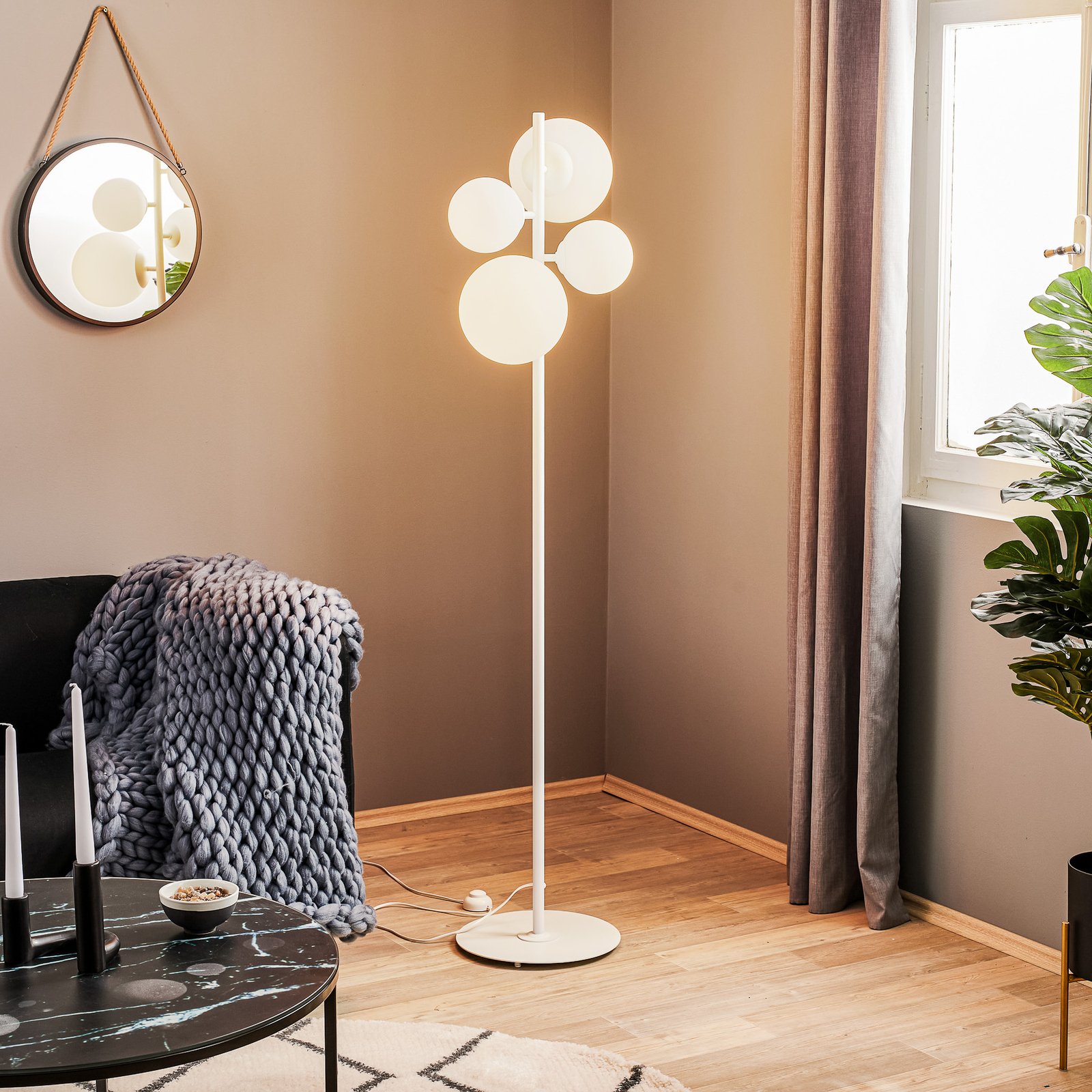 Vloerlamp Bloom, 4-lamps, wit