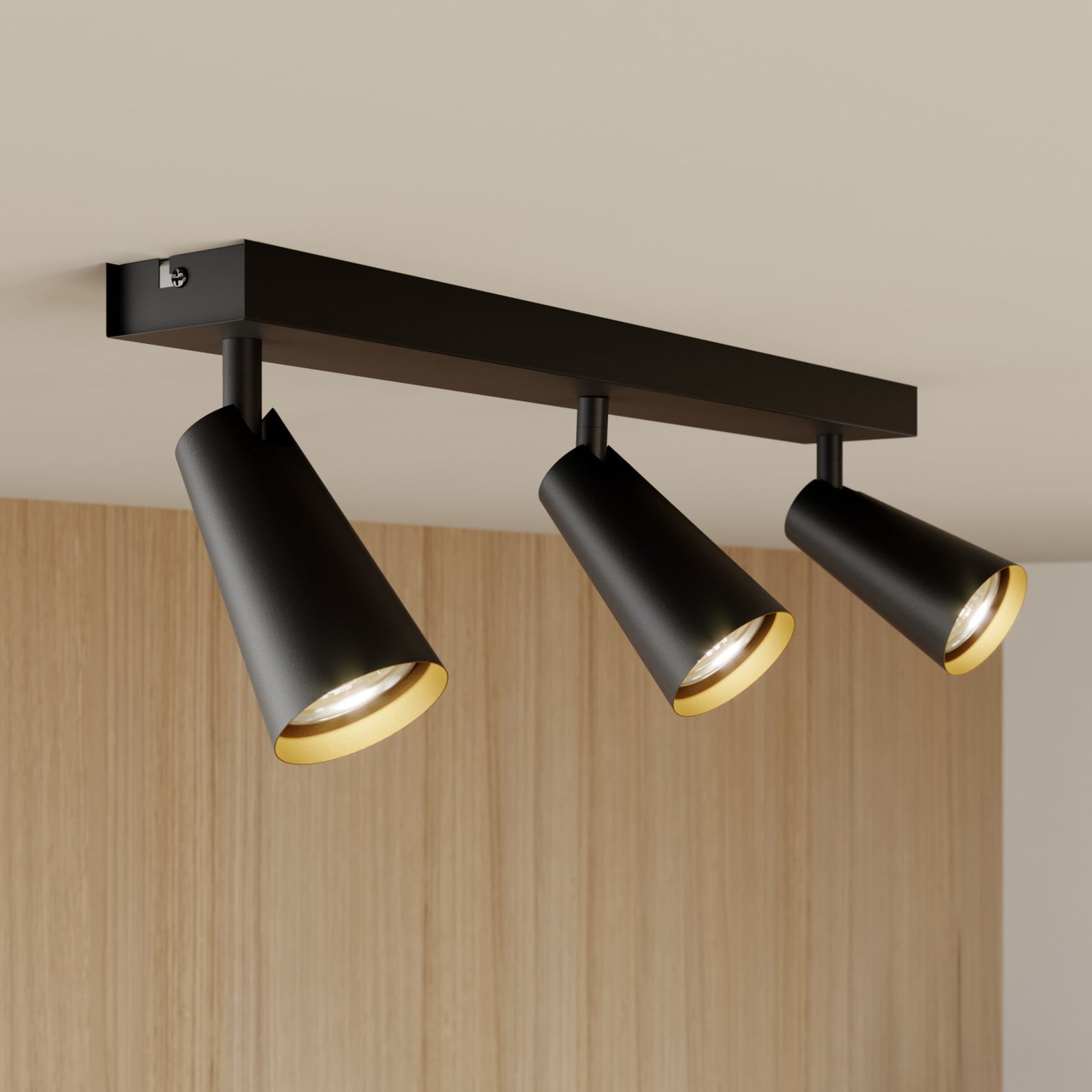 Angelina 3 Plafond Black/Gold Lucande - Sovrum - Skandinavisk - Metall - Med flera ljusk&auml;llor