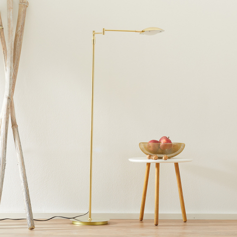 Calcio LED-gulvlampe, justerbar, matt messing