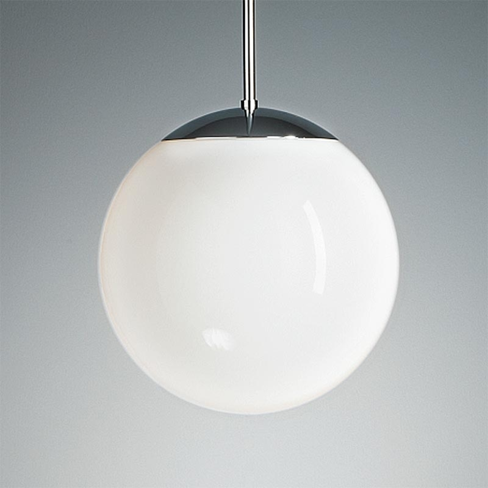 Pendant light with opal sphere 35 cm, chrome
