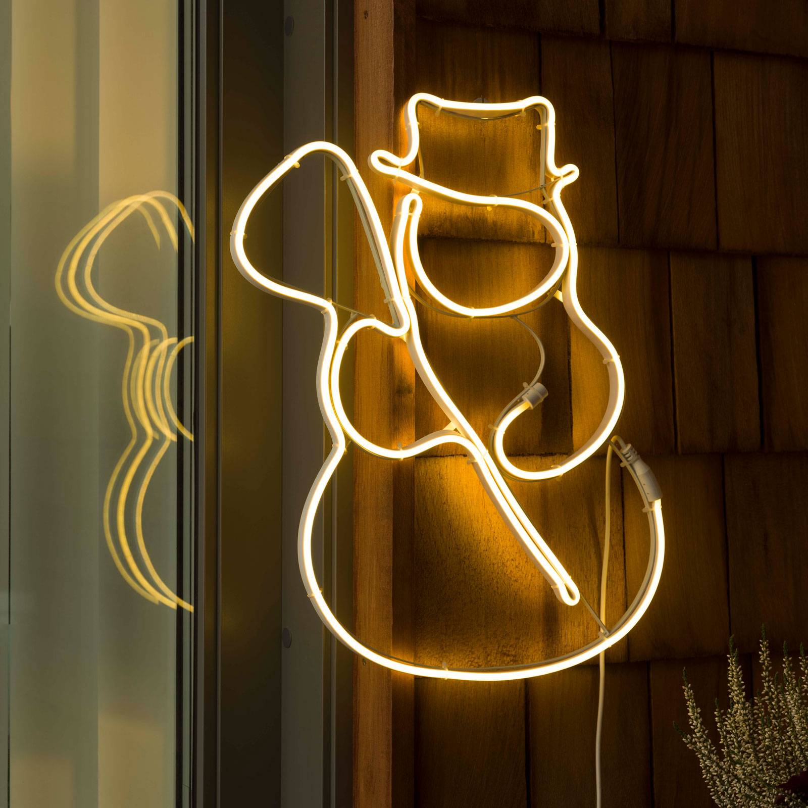 LED okno obraz trubice silueta snehuliak