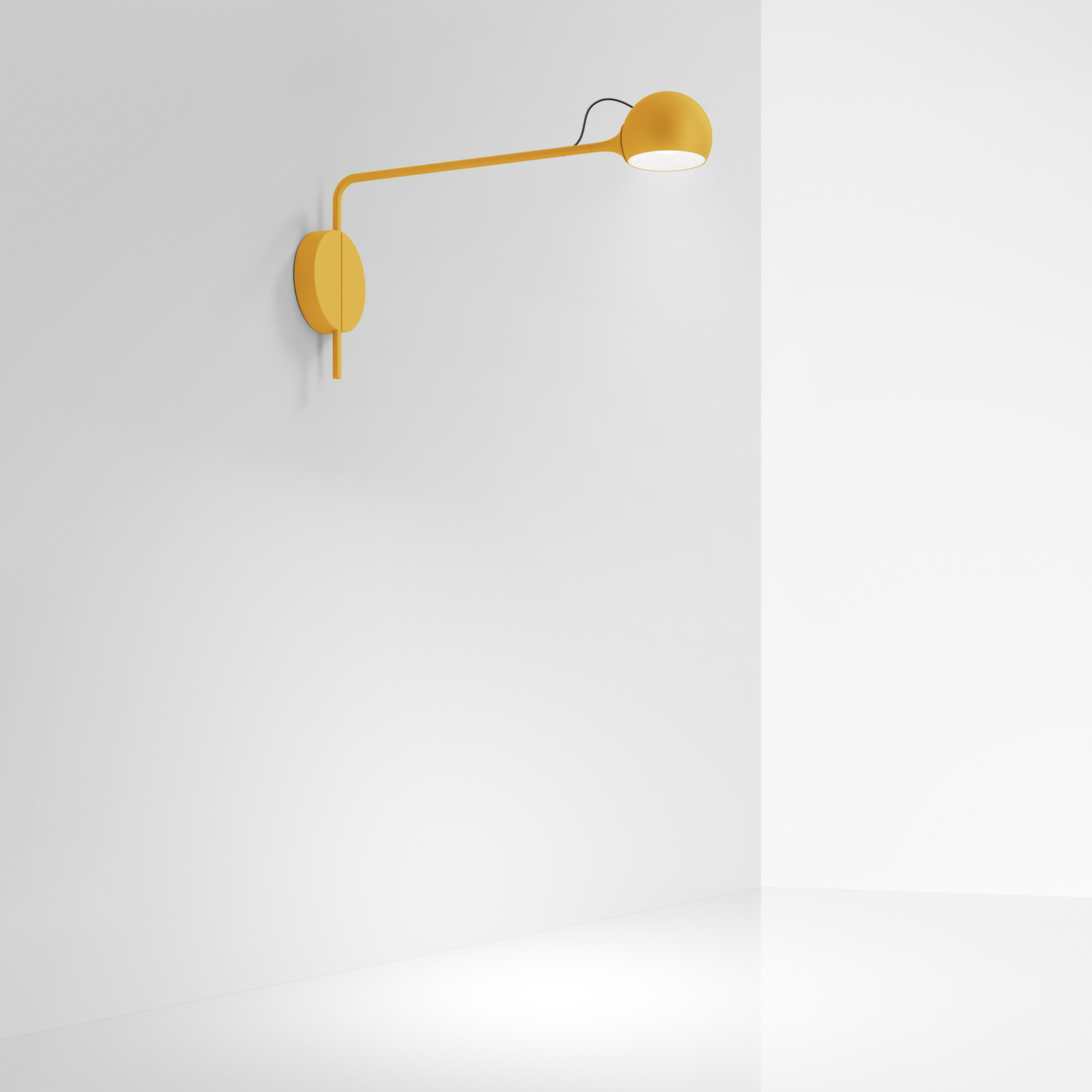 Artemide Ixa LED wall light, fixed arm, yellow