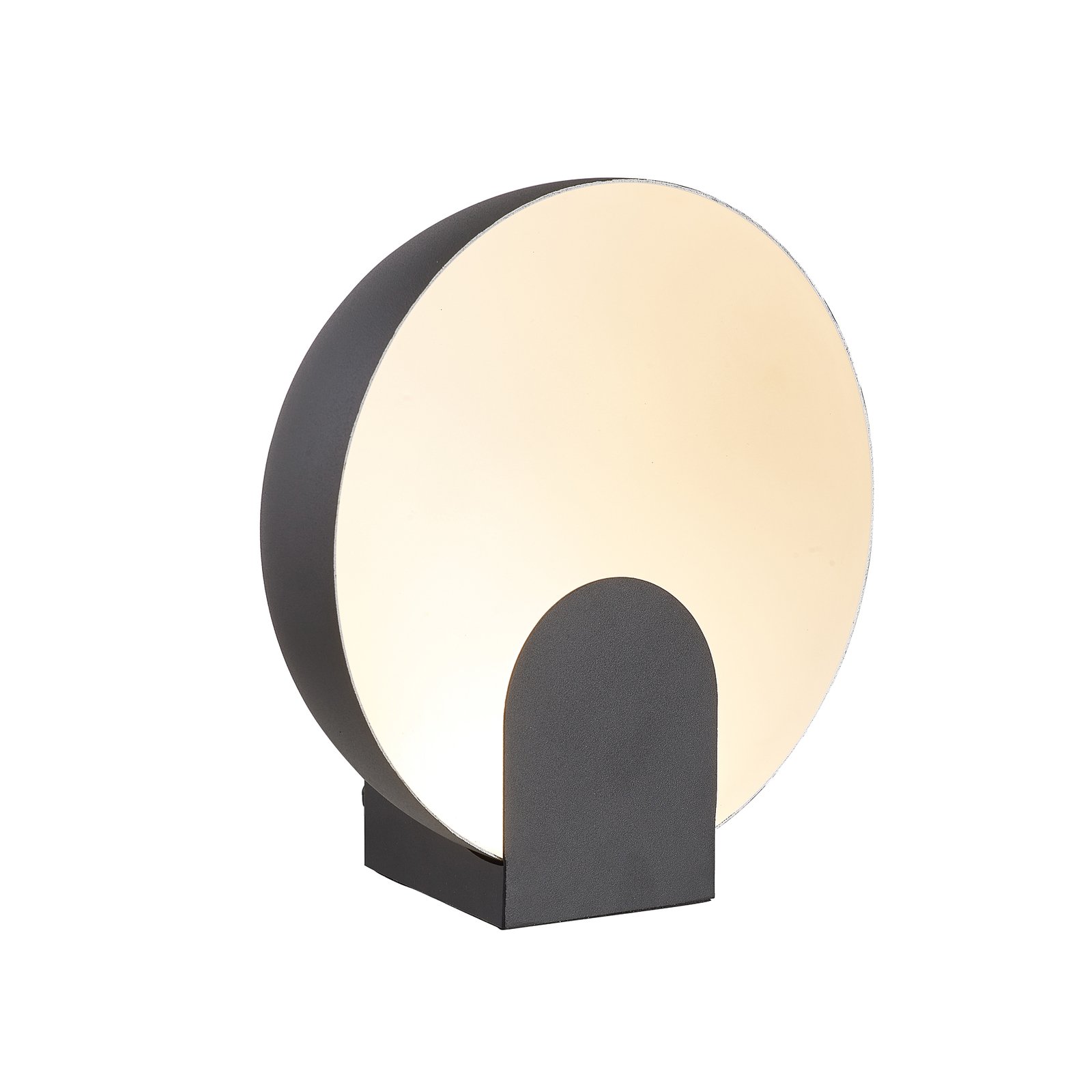 LED-Tischleuchte Óculo, schwarz, Ø 20 cm, Metall, indirekt