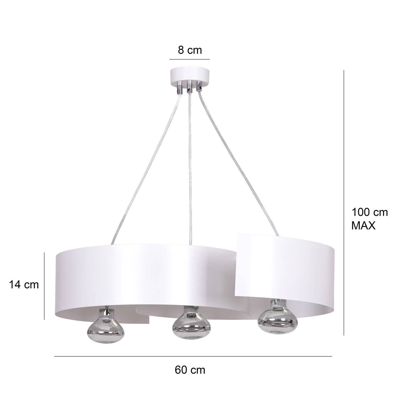 Lampa wisząca Vixon 3, 3-punktowa, biała