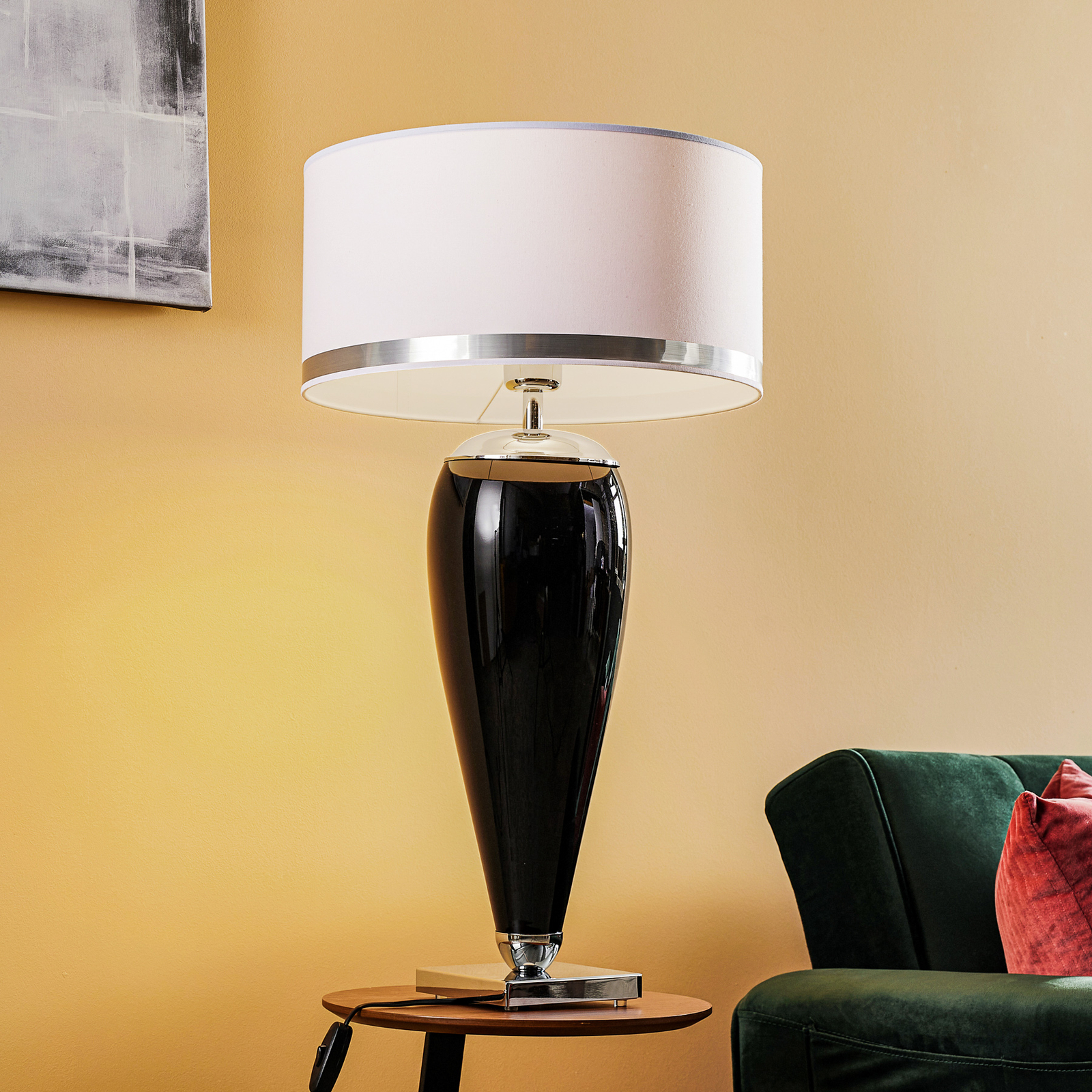 Lund table lamp in white and black, height 70 cm