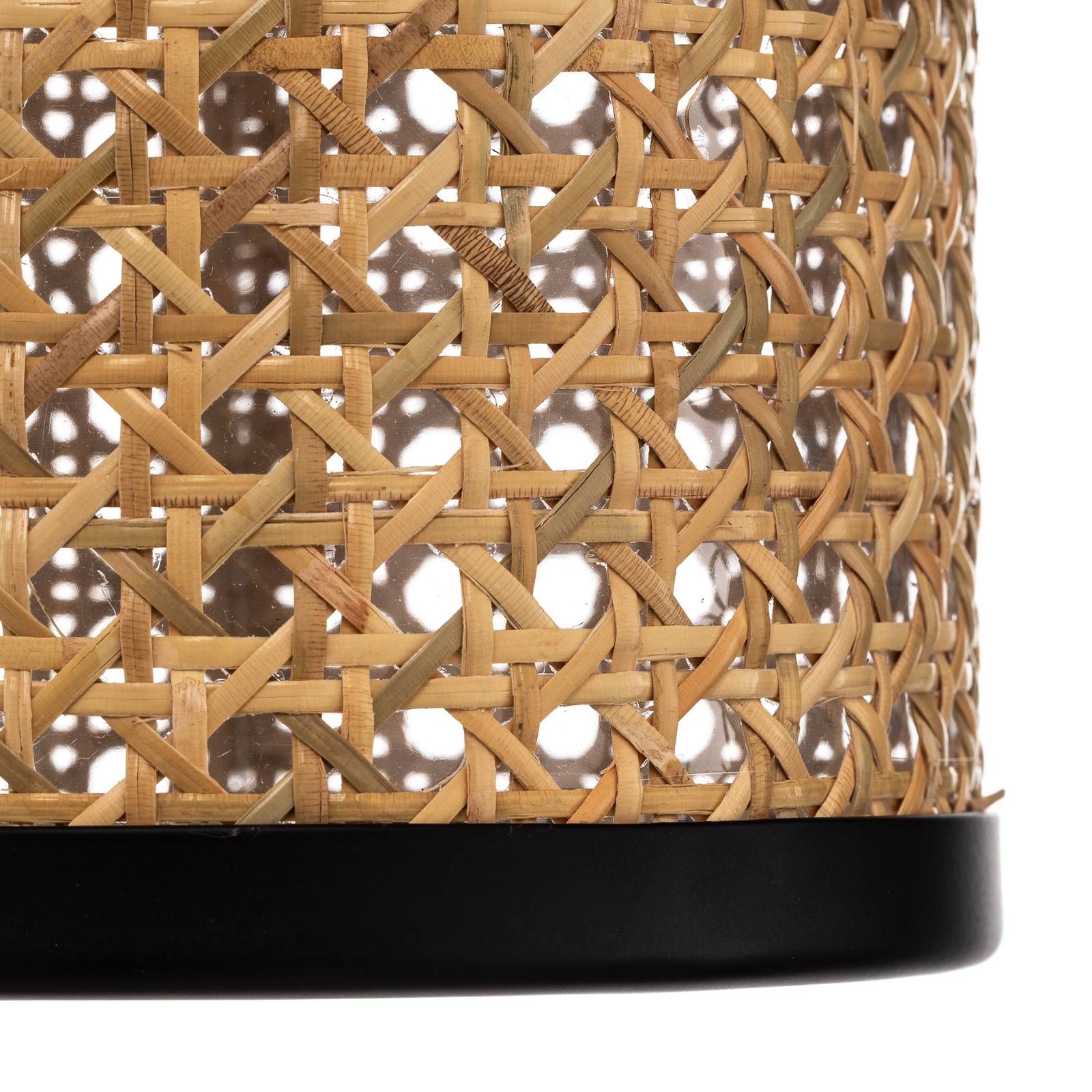 Lampa wisząca Lindby Yaelle, Ø 15 cm, rattan, czarna, E27