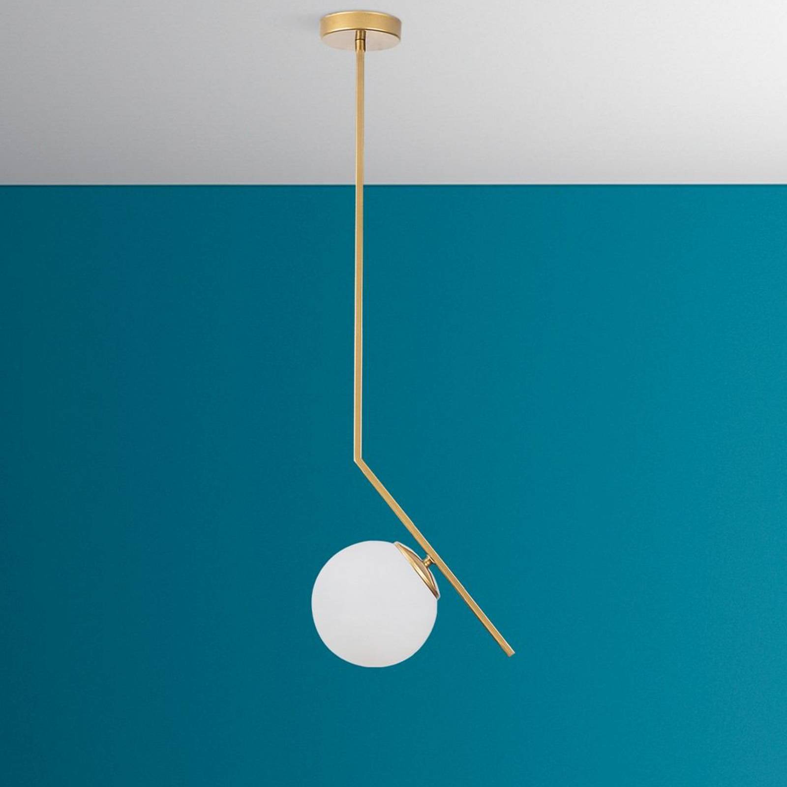 Hängeleuchte Dolunay, 25 cm lang, goldfarben, Glas, E27 günstig online kaufen