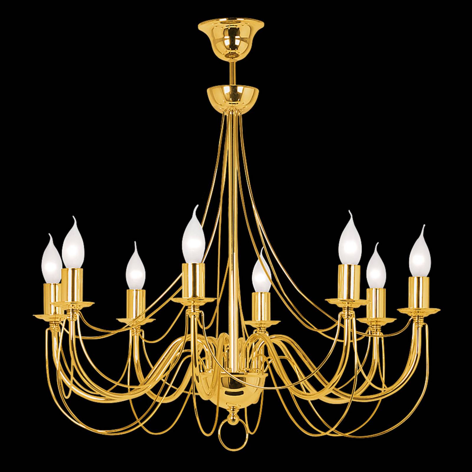 Gouden kroonluchter Retro, met acht lampen