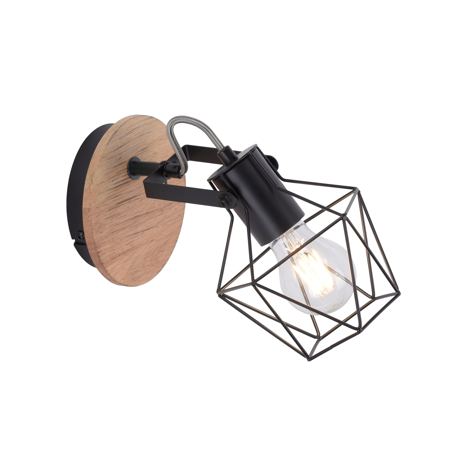 Wall light Jaro adjustable black/wood 1-bulb