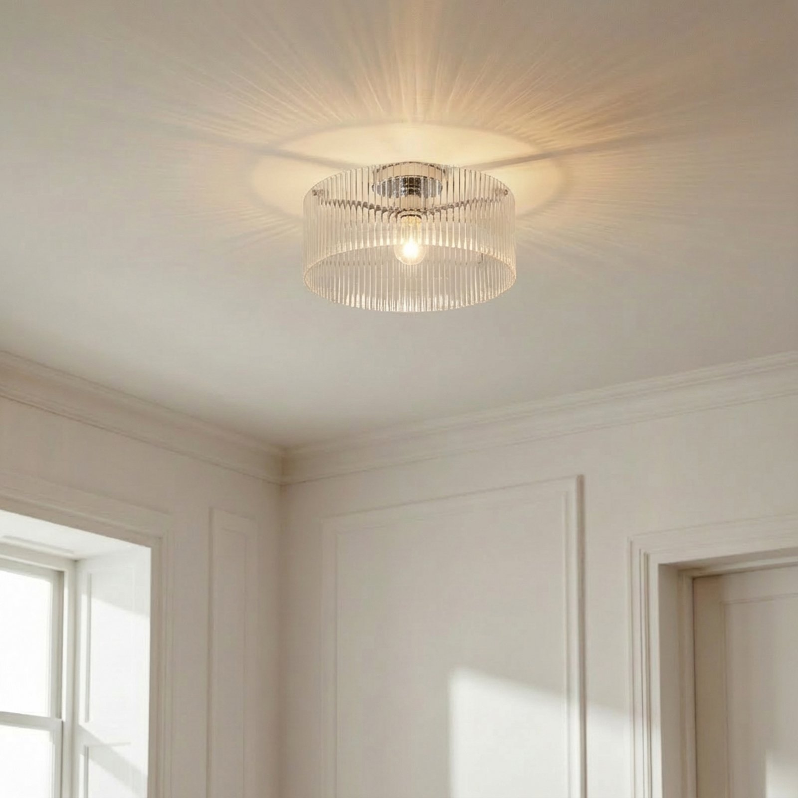 Lucande Deckenleuchte Meritt, chrom/klar, Ø 40 cm, Glas Lucande Deckenleuchte Meritt, chrom/klar, Ø 40 cm, Glas