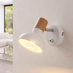 Foco de pared Lindby Fridolin, 14cm, blanco, metal, interruptor