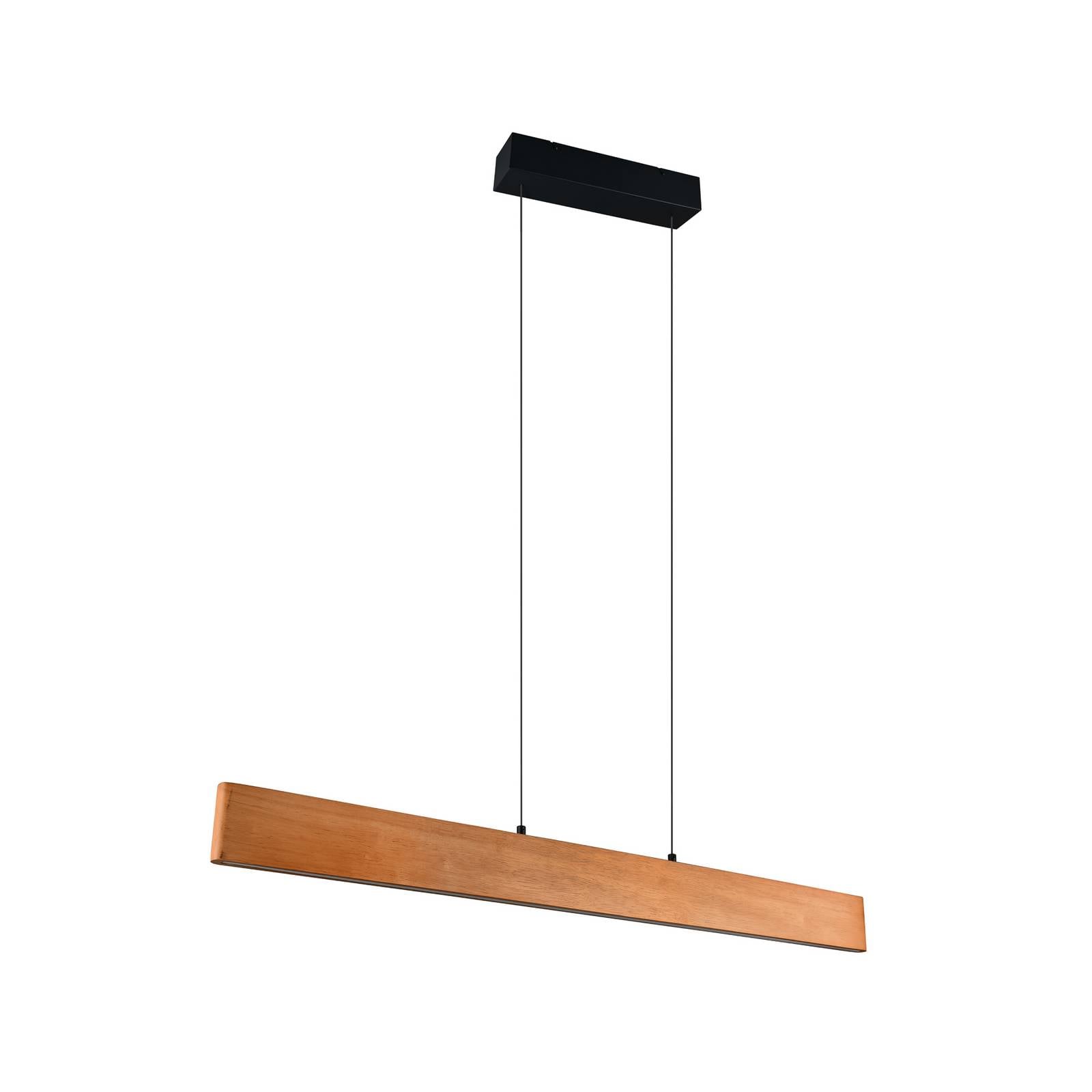 LED-Pendellampe Edgewood, Länge 115 cm, holzfarben, Holz CCT