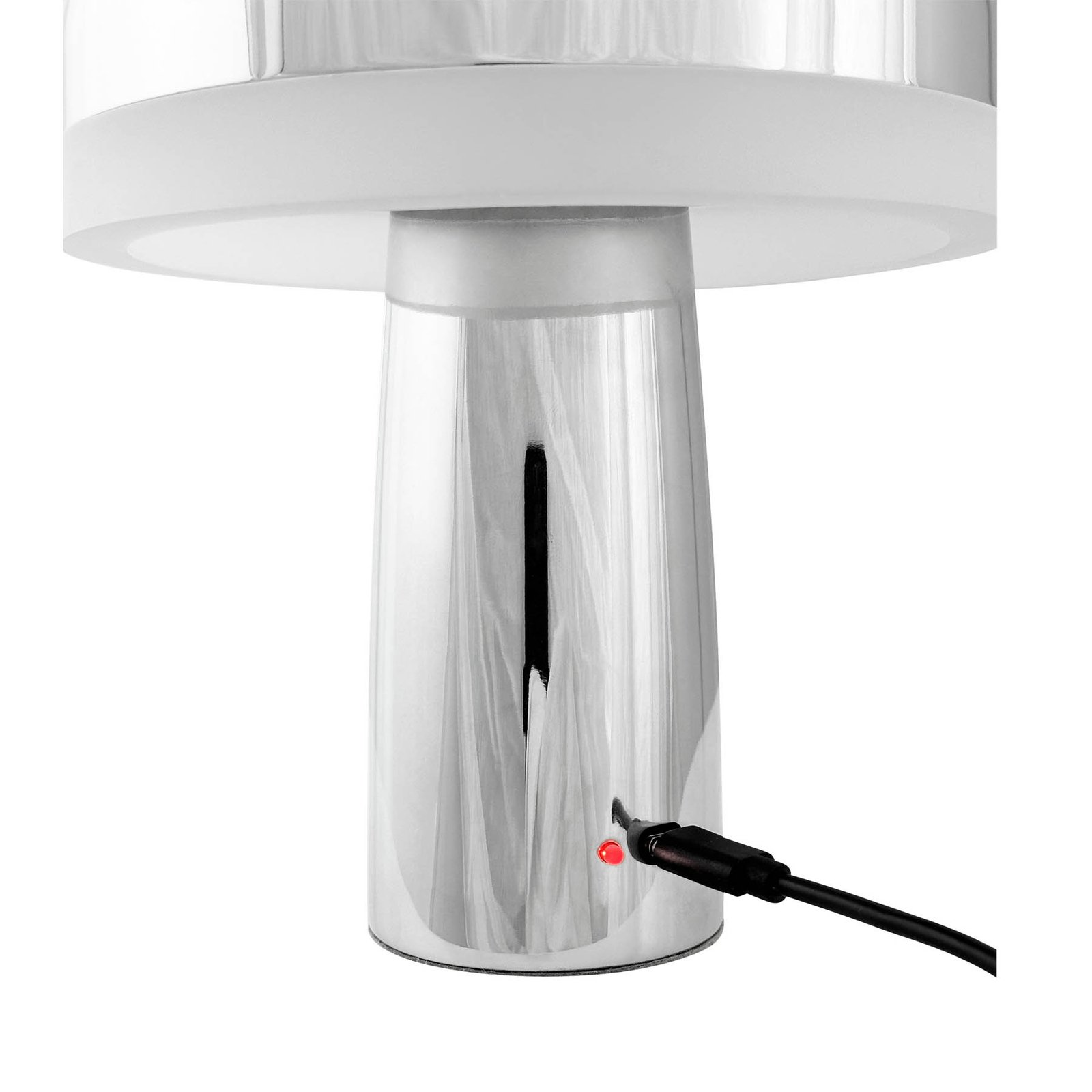 Dyberg Larsen LED tafellamp Porter, chroom, hoogte 16 cm