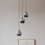 Lucande LED-висяща лампа Hayley, черна, 3-крилна, стъкло
