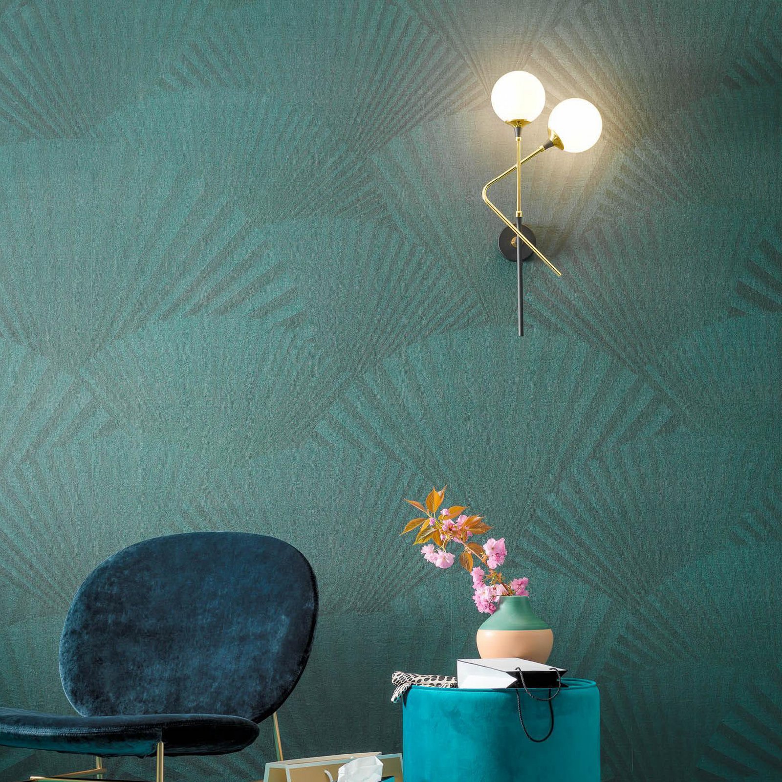 Galassia Wandlampe, oben/links, goldfarben, 2-flg - Stilnovo