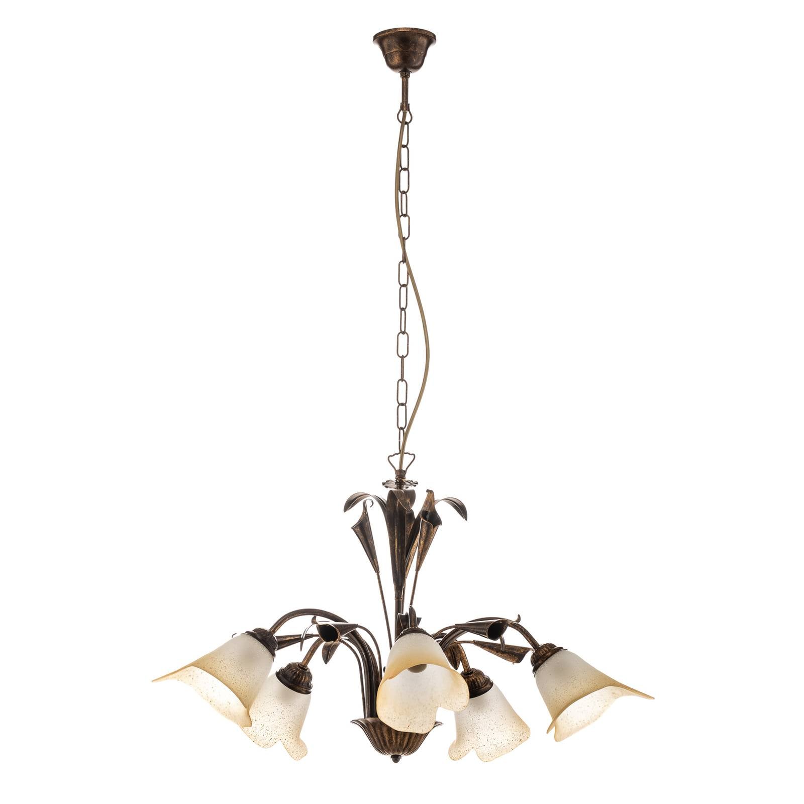 Hängeleuchte Lucrezia fünfflammig, bronze