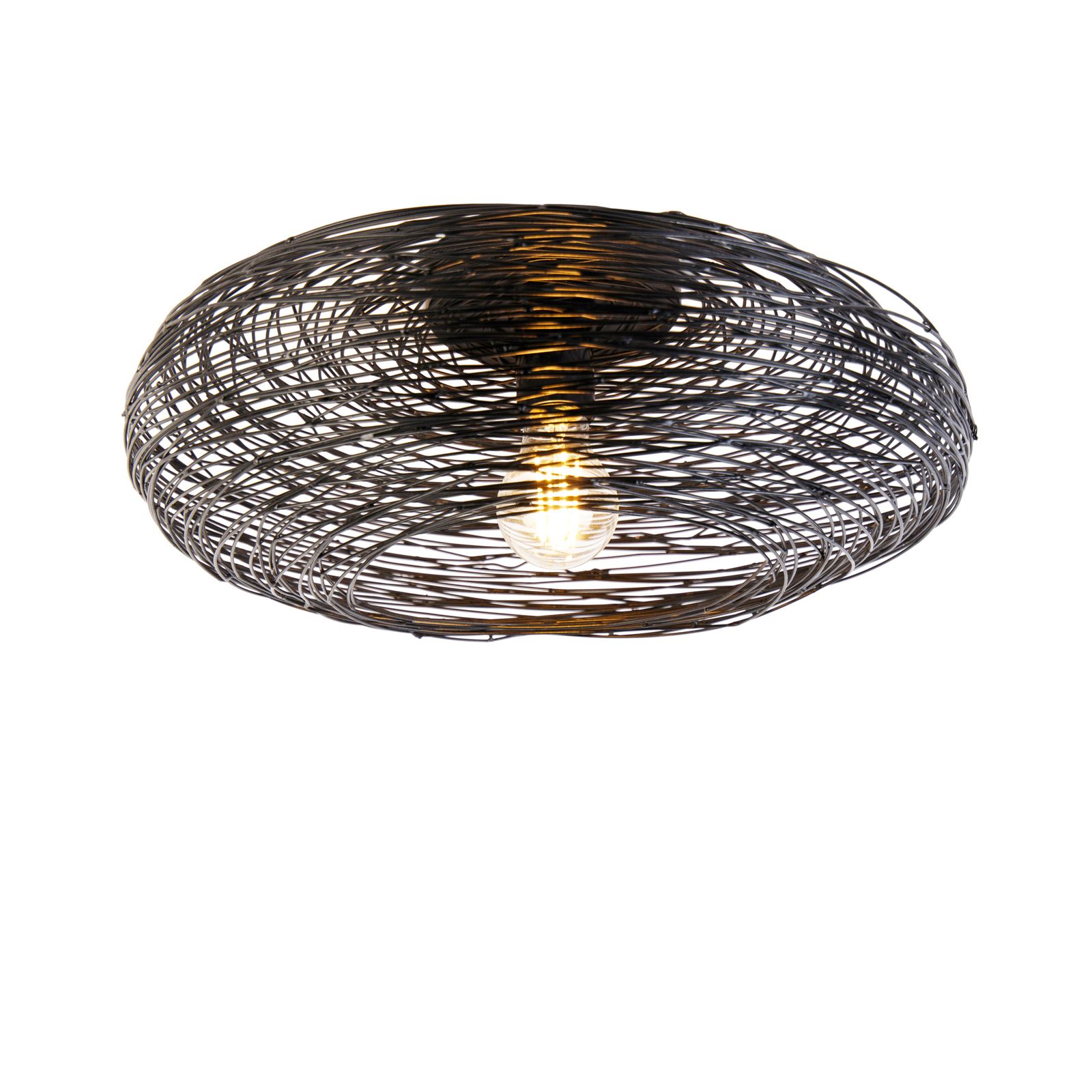 Lindby loftlampe Kaviya, sort, jern, Ø 40 cm