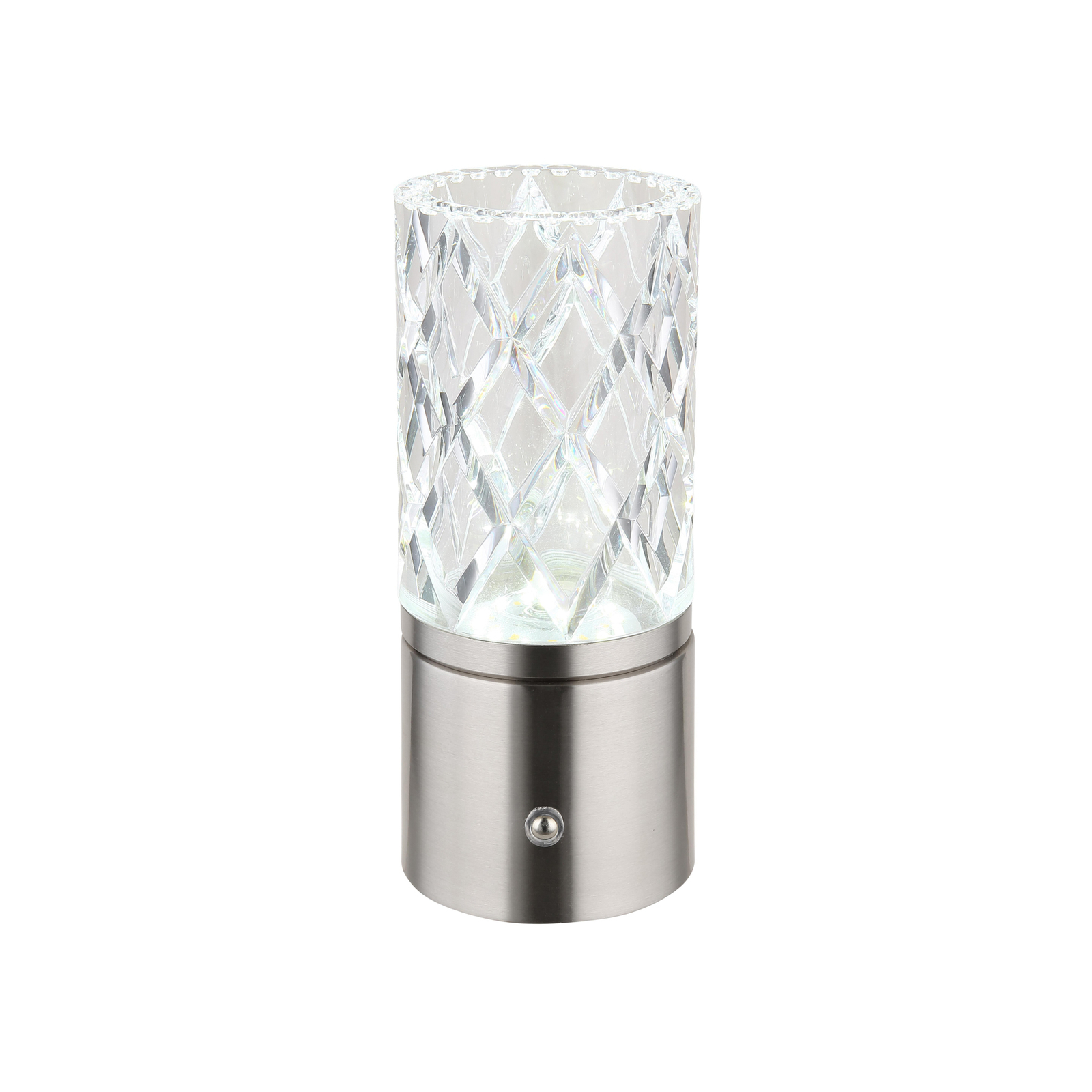 Lámpara de mesa LED recargable Lunki, color níquel, altura 19 cm, CCT