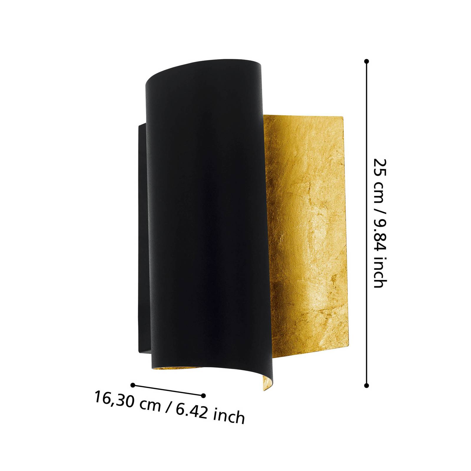  Eglo Wandleuchte Falicetto, Schwarz/goldfarben 