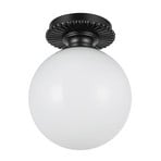 Deckenleuchte Otis, schwarz/opal, Ø 20 cm, Glas, IP44, E27