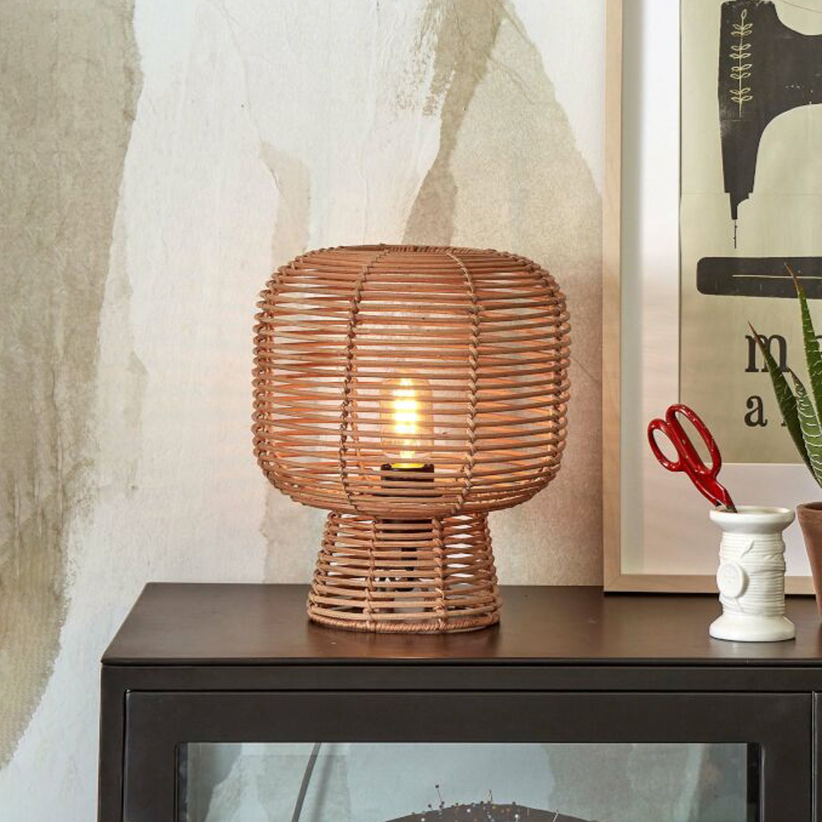 GOOD & MOJO Tanami stolová lampa, 30 cm, prírodná