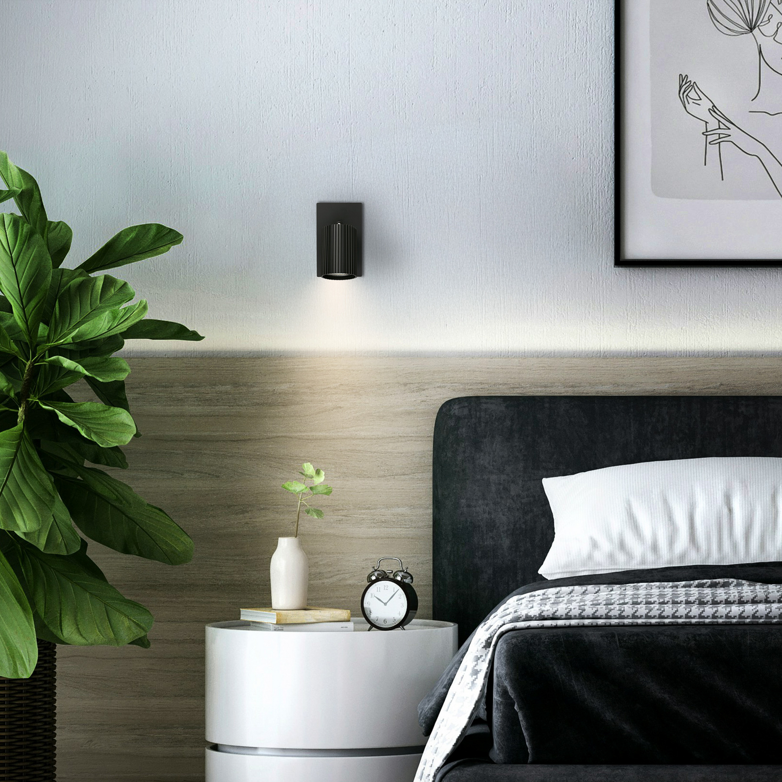 Foco de pared Ida, negro, plástico/metal, GU10 orientable Foco de pared Ida, negro, plástico/metal, GU10 orientable