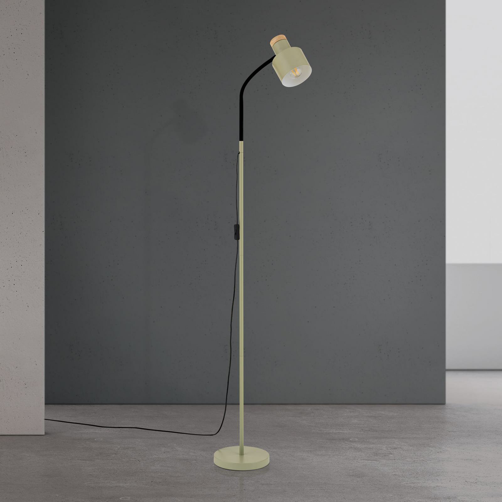 Gulvlampe Gili, stål, lysegrøn, højde 150 cm, E27