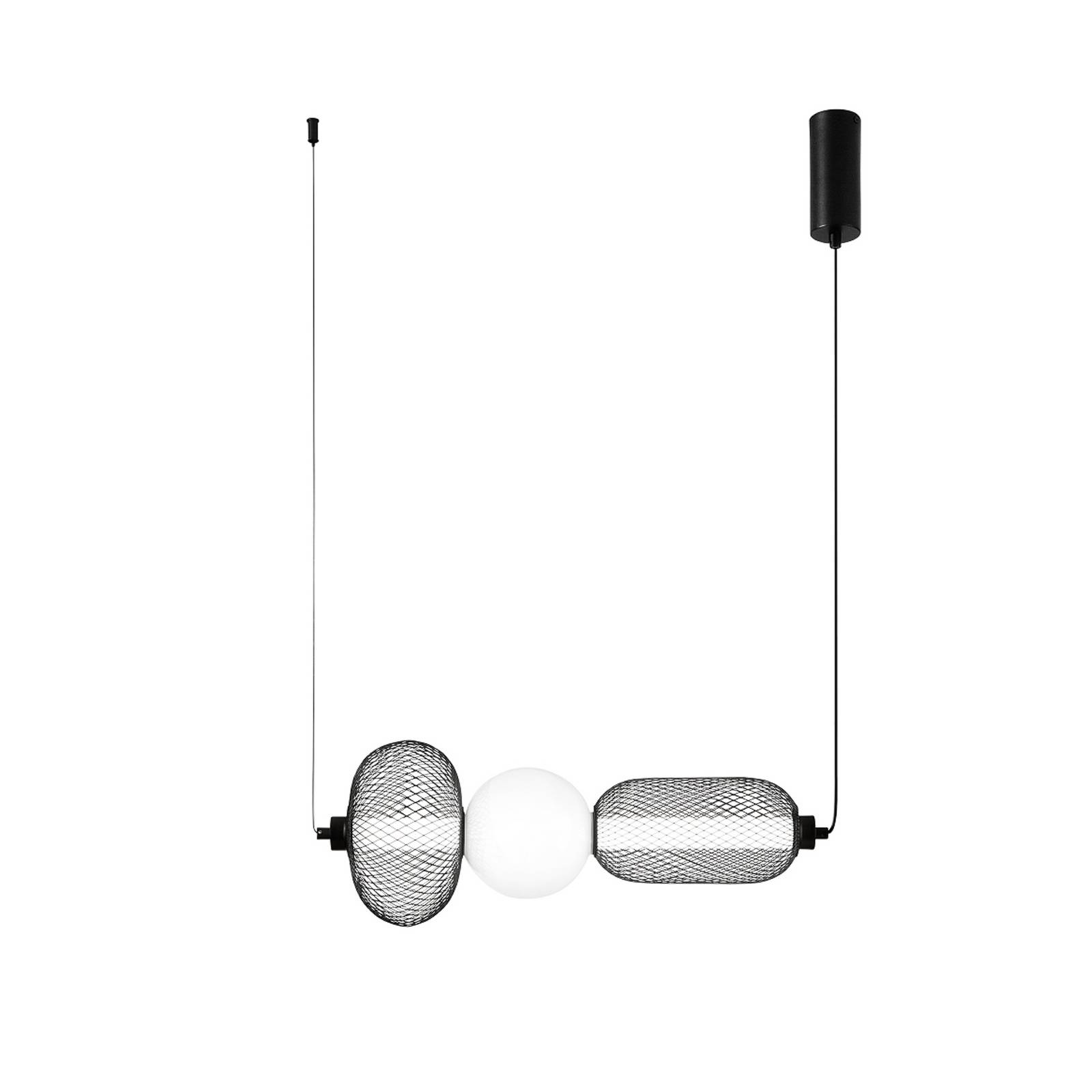 LED-Hängelampe INKAS, Höhe 53 cm, schwarz, Glas/Metall, CCT