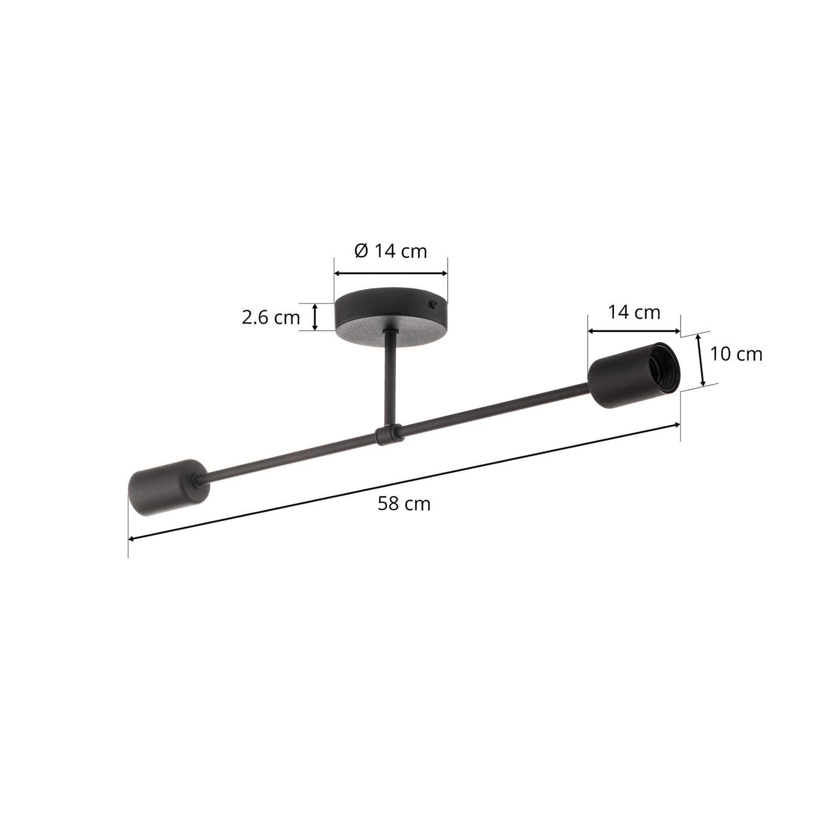 Cambridge loftlampe, 2 lyskilder, sort