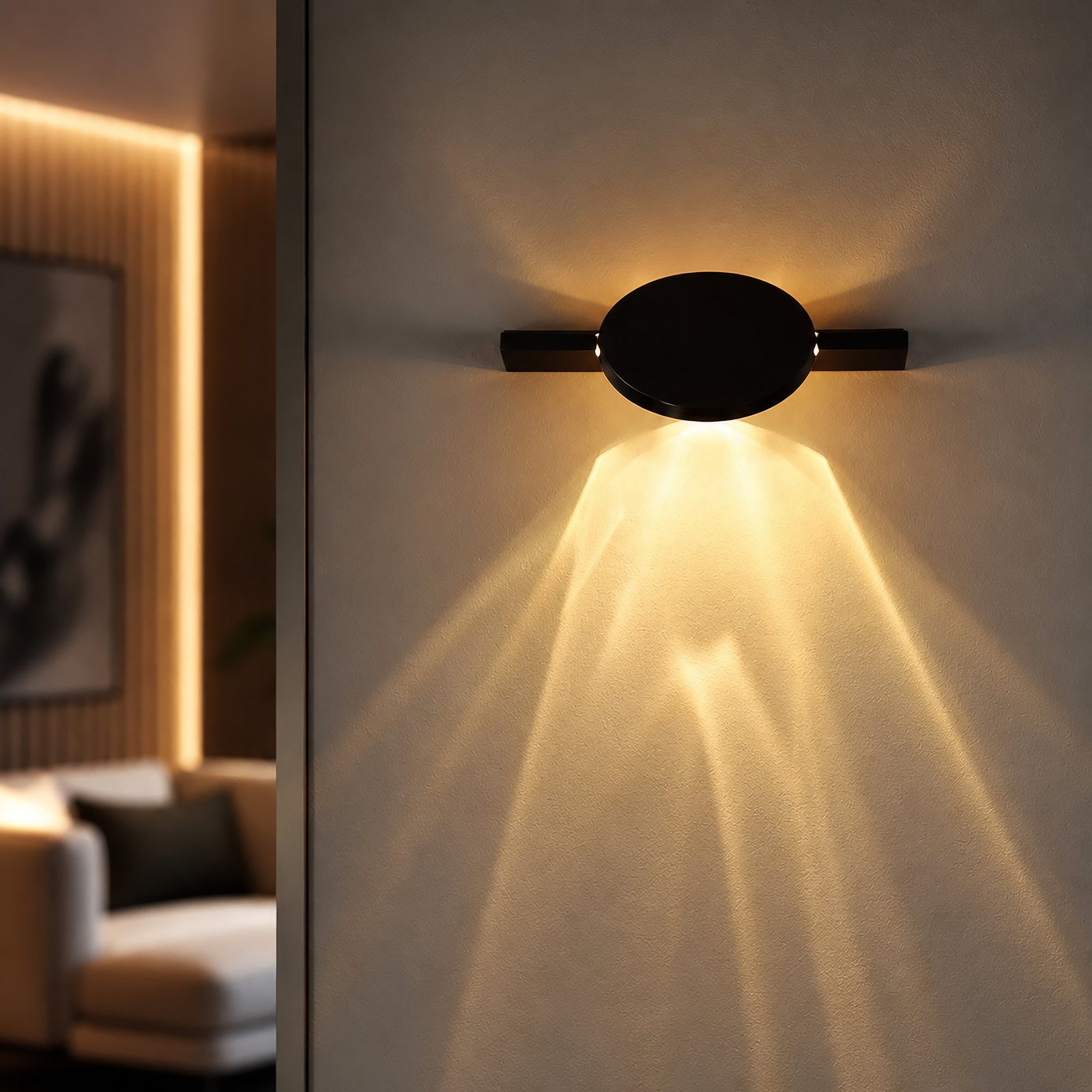 LED-vegglampe Jasper, høyde 28 cm, matt svart, metall LED-vegglampe Jasper, høyde 28 cm, matt svart, metall
