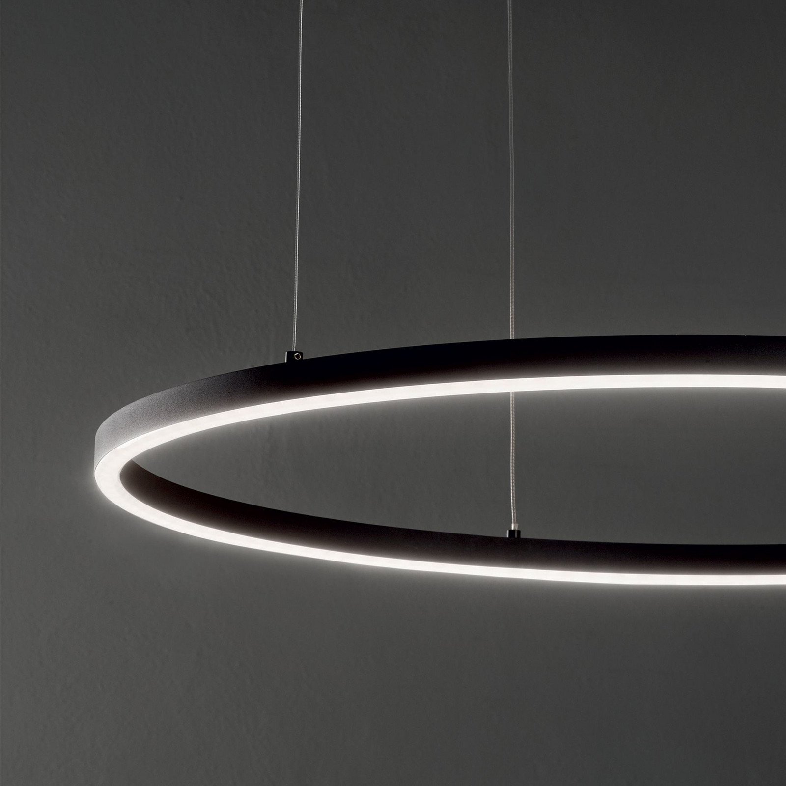 Ideallux Ideal Lux Lampă suspendată LED Oracle Slim Ø 50 cm negru 3.000 K - Camera de zi / sufragerie - Modern - Metal
