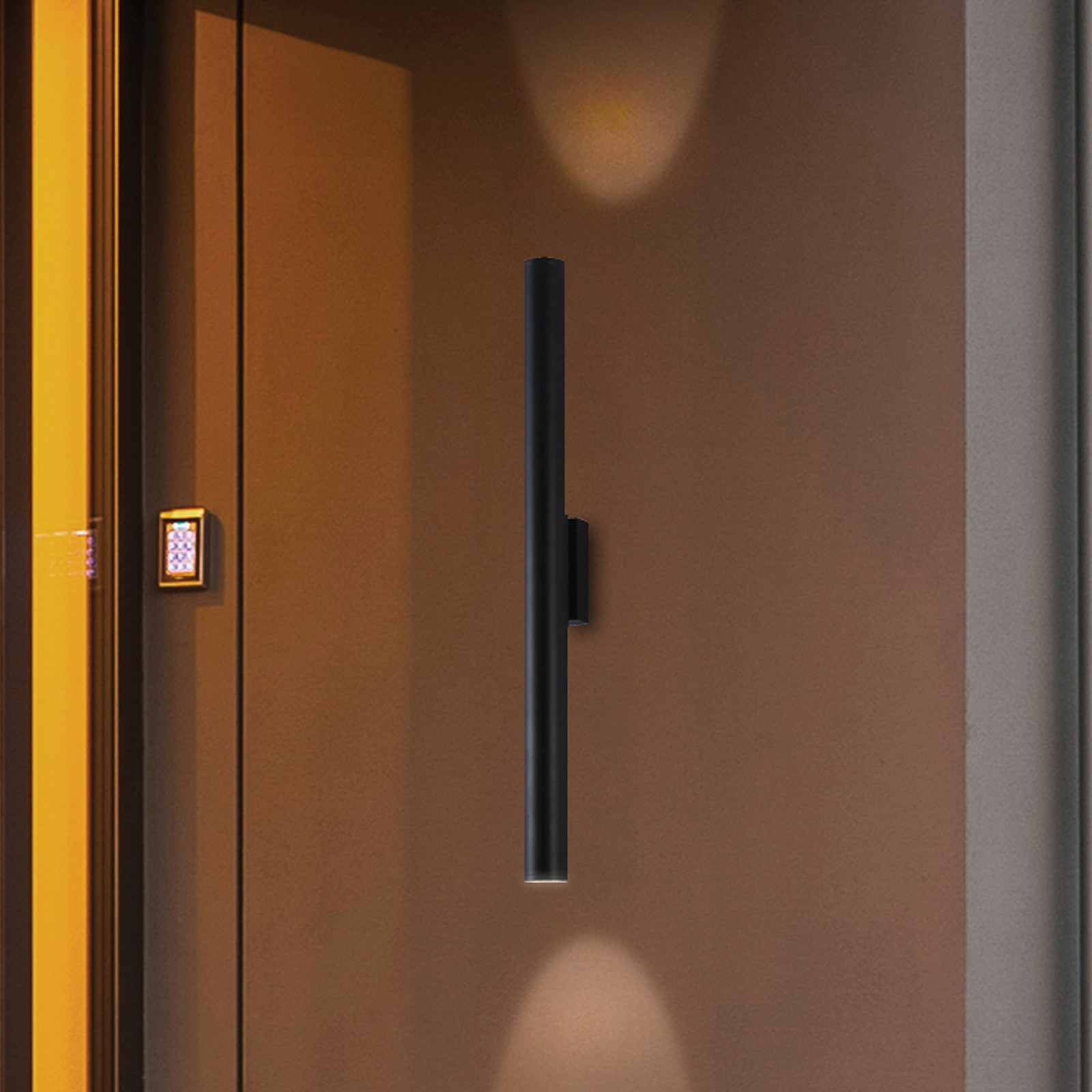 Viokef Preto Candeeiro De Parede Exterior Led City, Altura 60 Cm, Preta, Metal