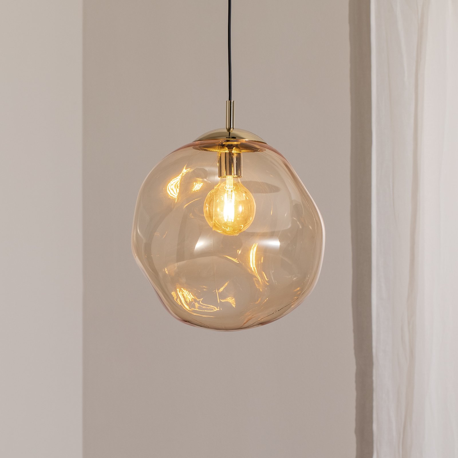 Suspension en verre Sol, Ø 35cm, noir/ambre