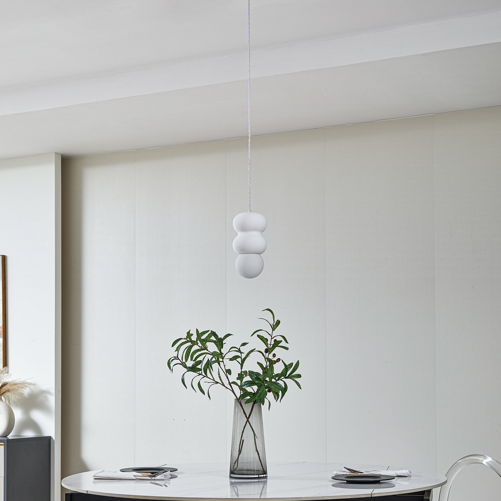 Lindby pendant light Nielson, Ø 12 cm, white, plaster