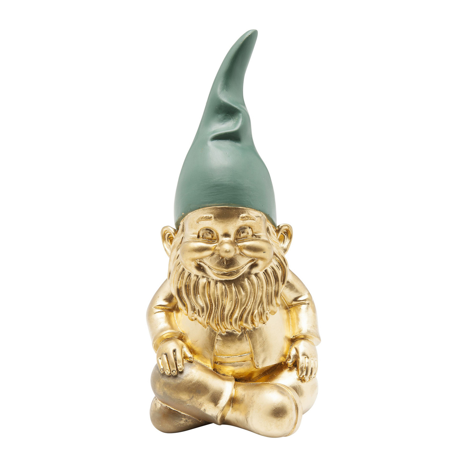 KARE decorative figurine dwarf Sitting, green/gold-coloured, polyresin