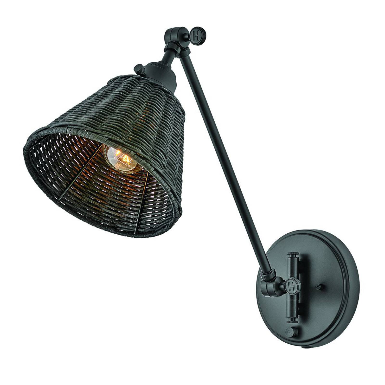 Kinkiet Arti, czarny/czarny, rattan, stal