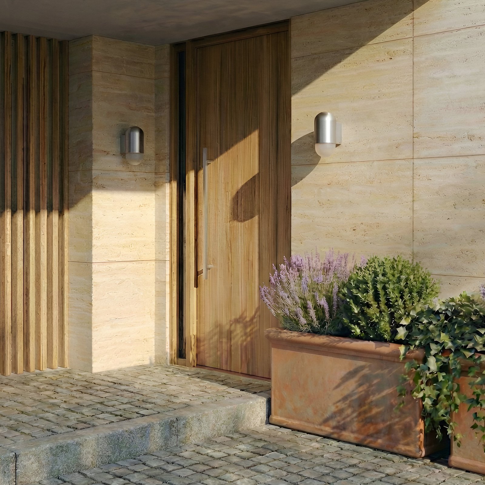 Lindby Außenwandleuchte Pilva, aluminium, Metall, IP44, E27