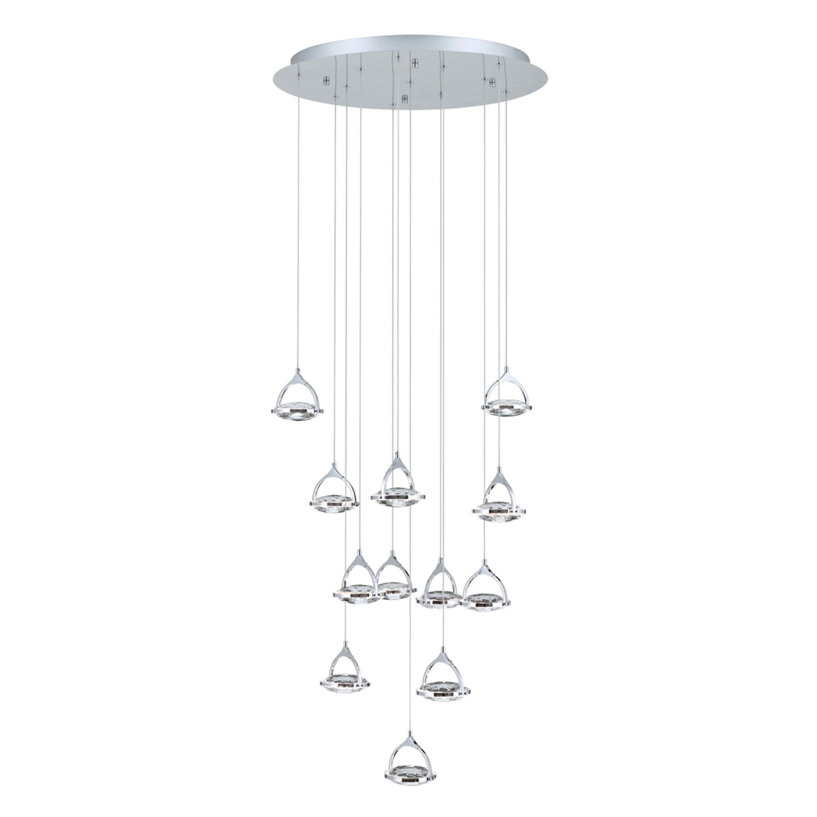 Suspension LED Moon, cristal K9, 12 lampes chromée