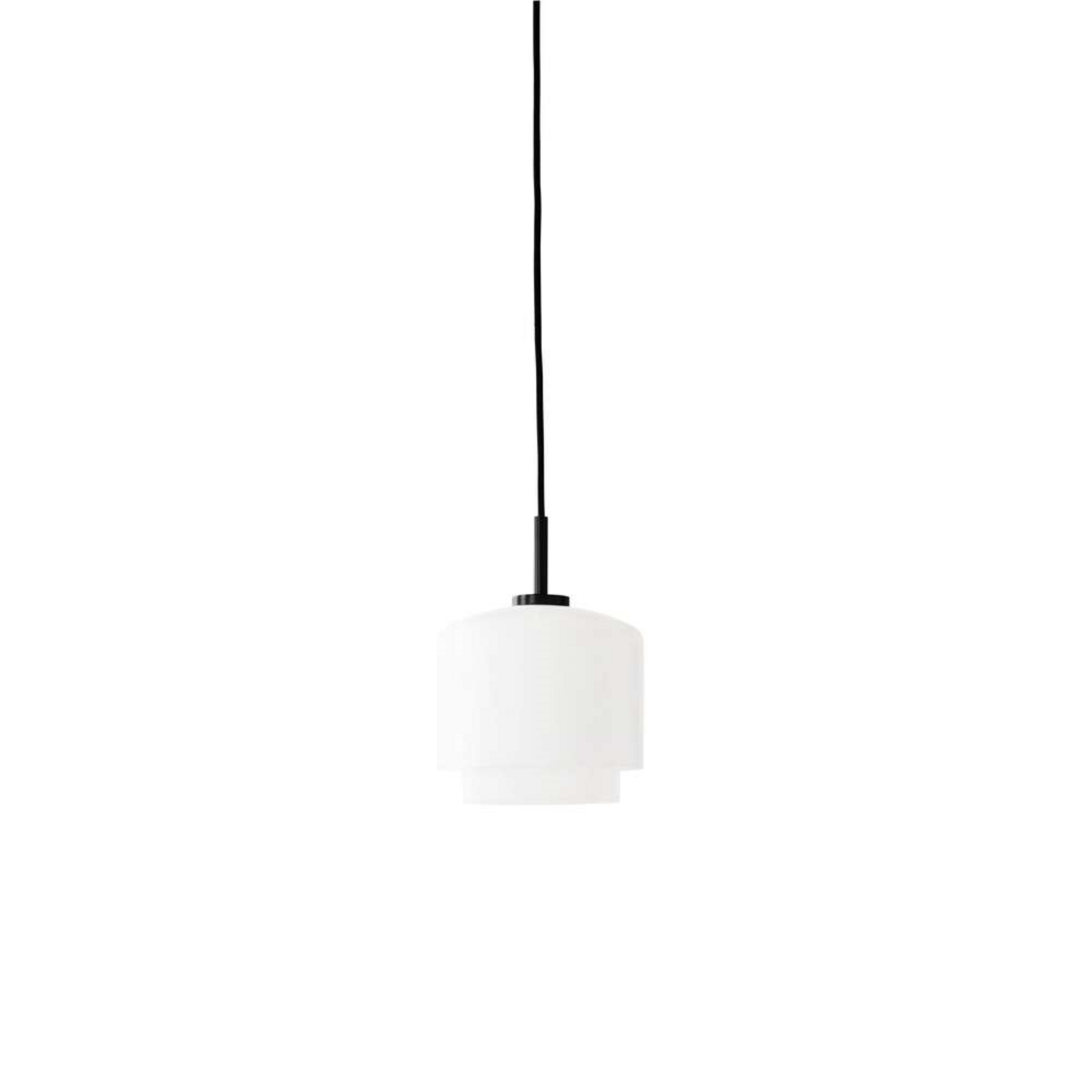 Candeeiro suspenso Megumi, Ø 18 cm, branco/preto, vidro opalino