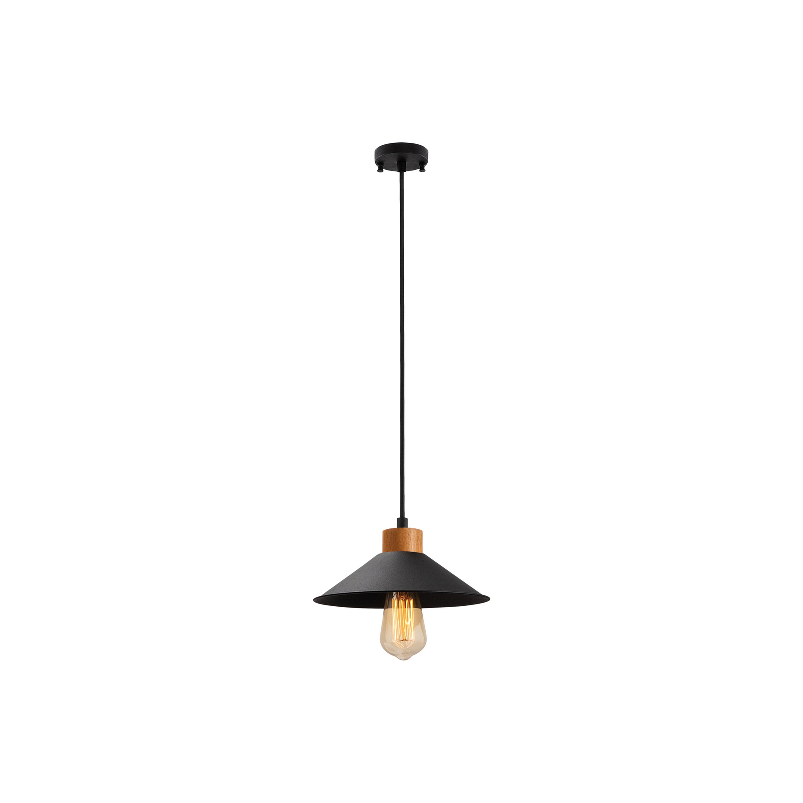 Hanglamp GMN-00007 1-lamp houtdetail zwart