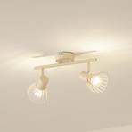 Lindby Deckenleuchte Piena, beige, 2-flammig, Eisen