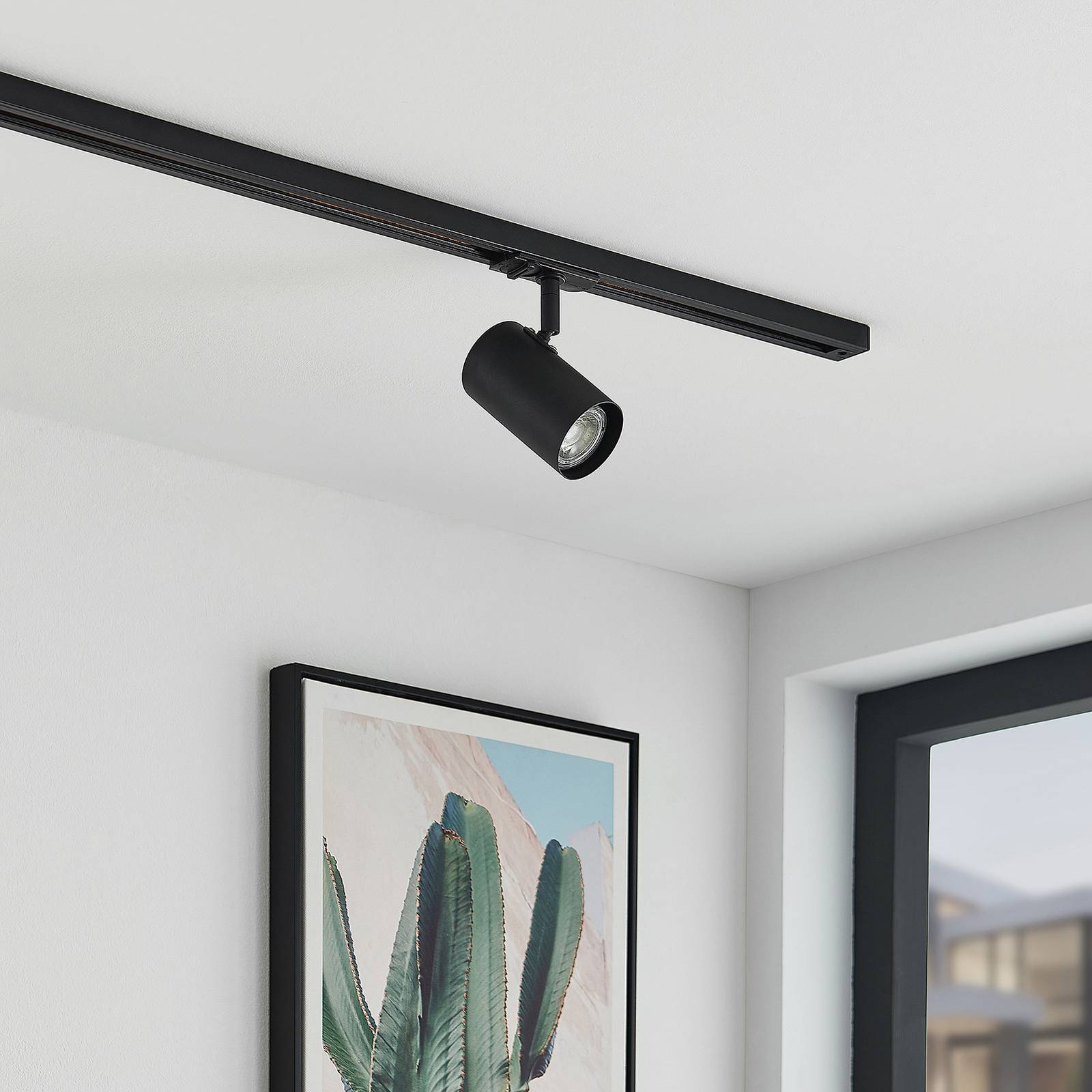 Lindby projecteur sur rail Linaro GU10 10W noir monophasé