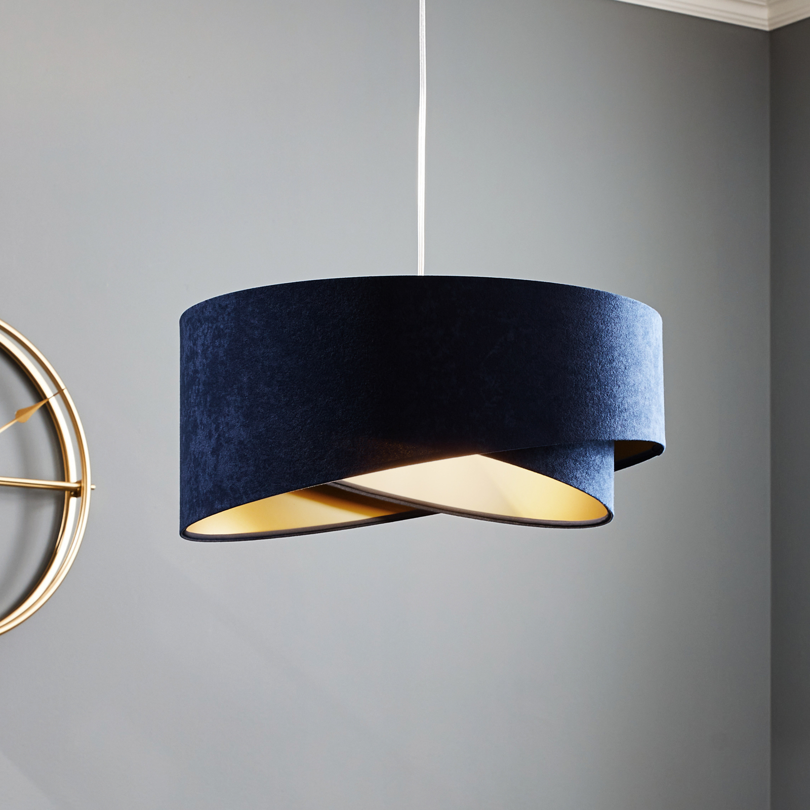 Lampa wisząca Vivien dwukolorowa, niebieska/złota