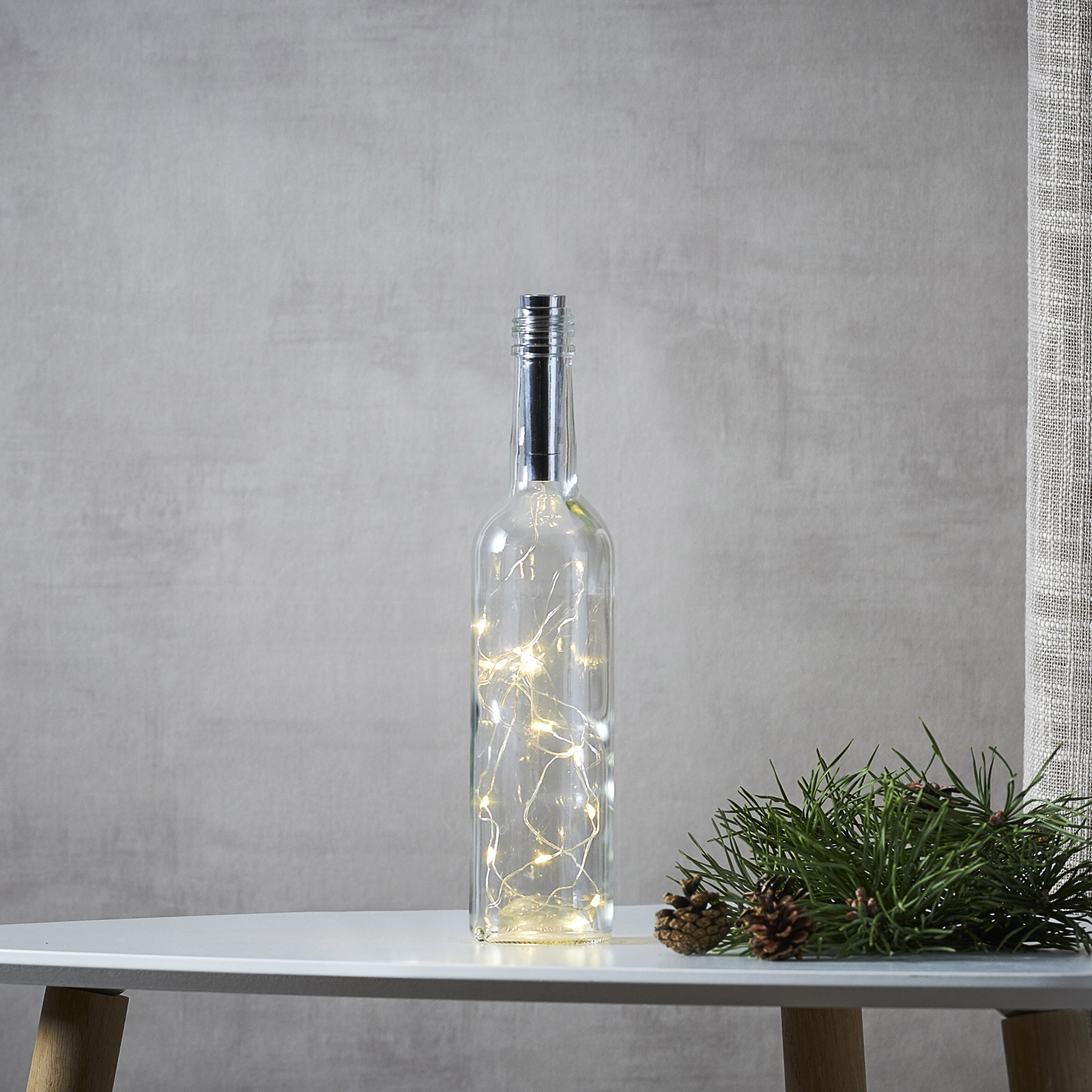 Cadena de luces para botellas Dew Drops 75cm plata