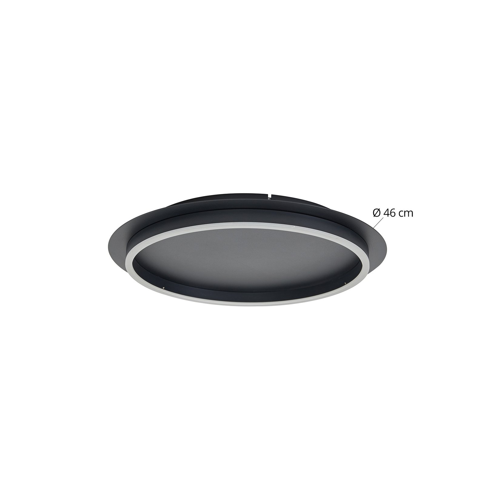 Lindby LED ceiling light Kunis, black, plastic, Ø 46 cm